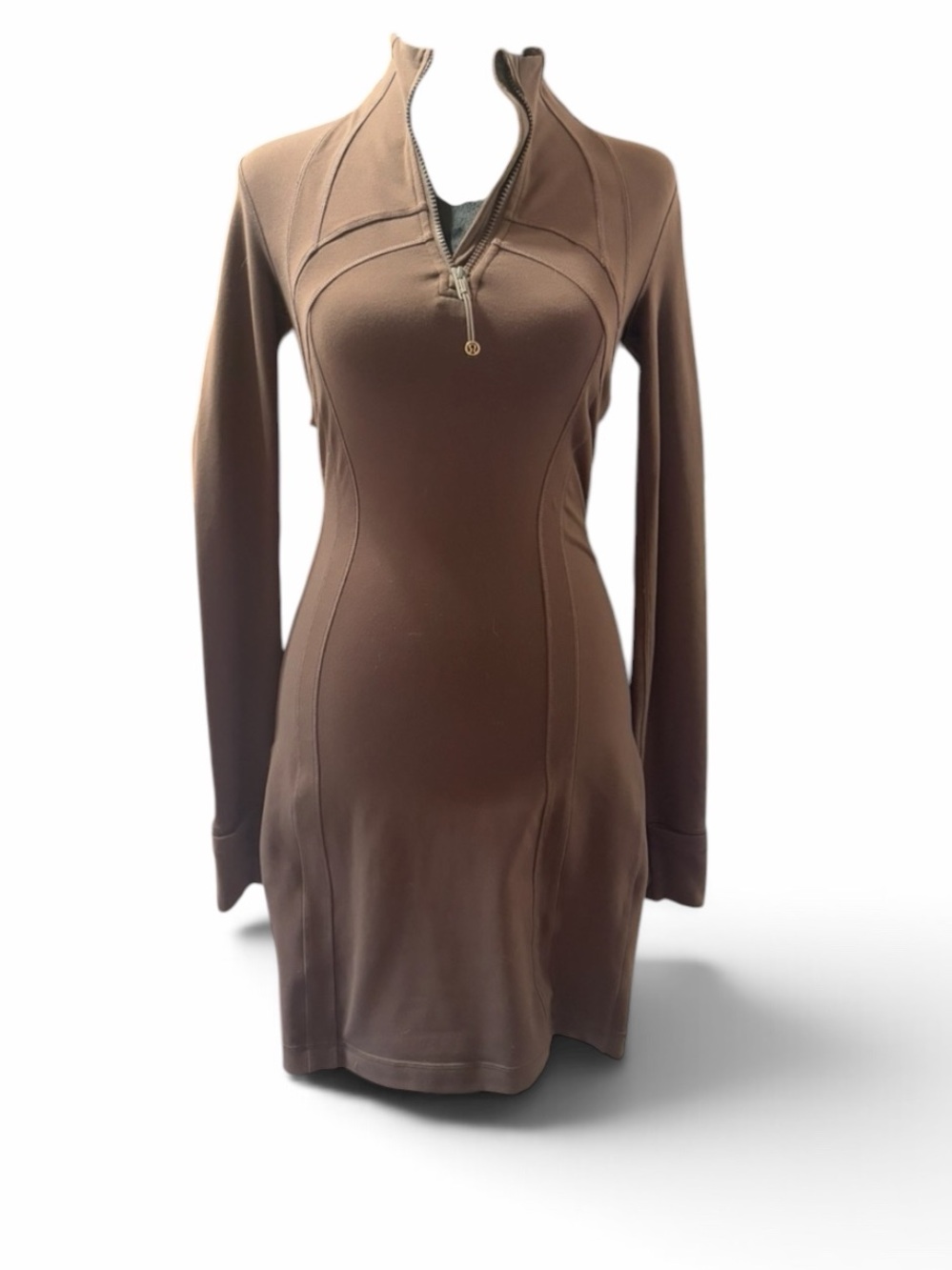 Lululemon Softstreme Long-Sleeve Half-Zip Dress Brown
 LongSleeve mock neck - Picture 9 of 10